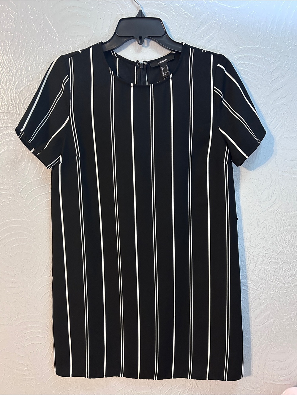 Forever 21 Black and White Vertical-Stripe Short Dress